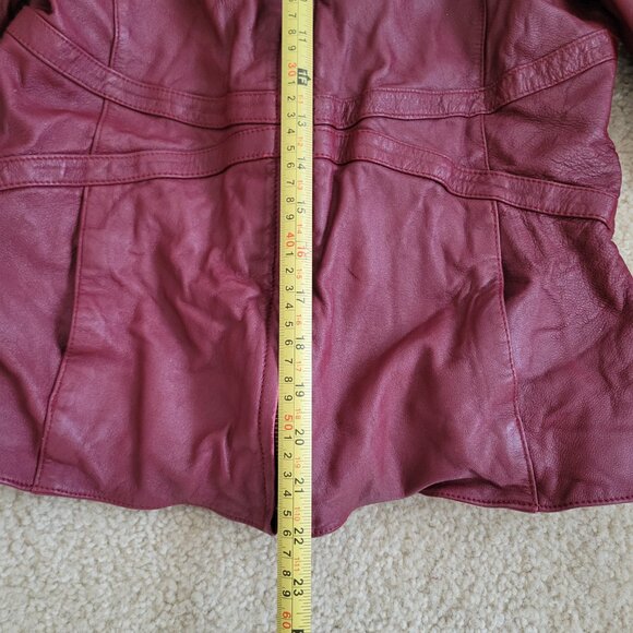 Baby Phat Woman Genuine Red Leather Jacket Size Medium Moto Logo y2k Vintage - Picture 3 of 9